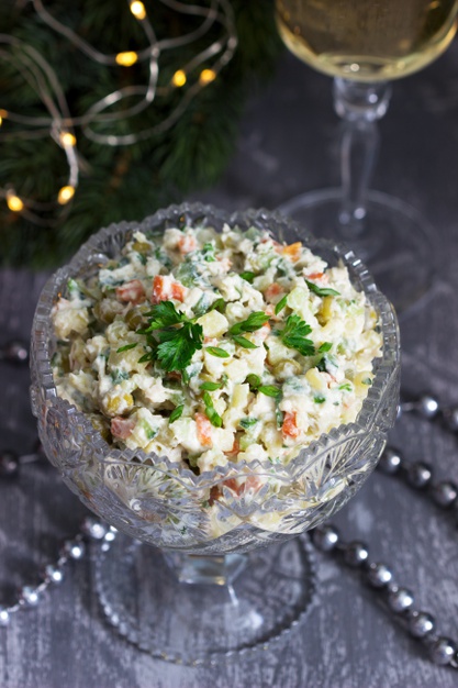 yummy Russian Salad in bowl